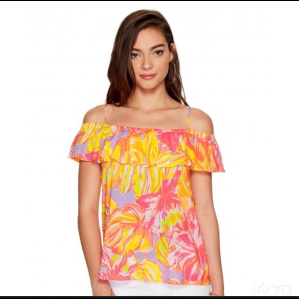 Lilly Pulitzer Tamiami Top Neon Sun Spa